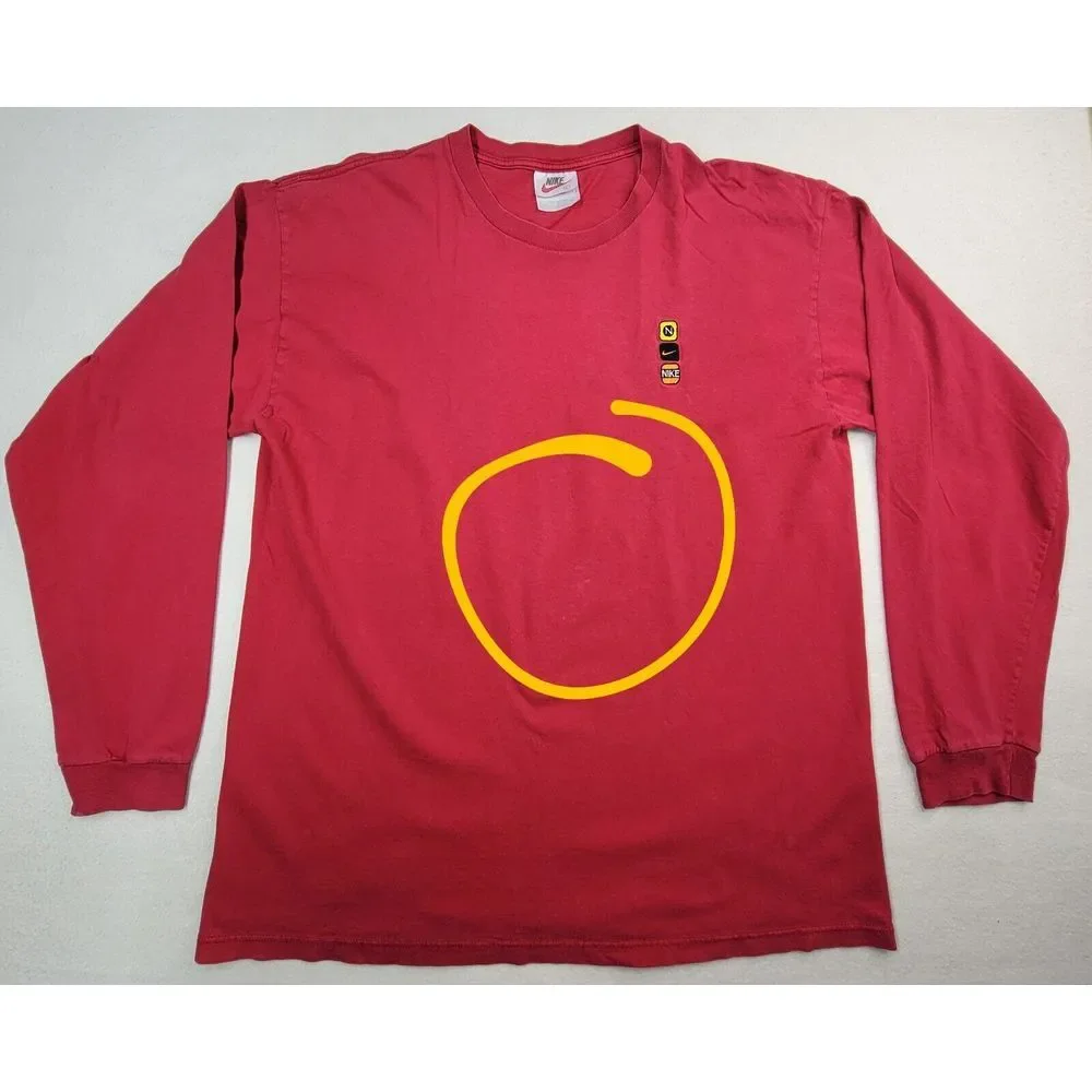 Vintage 90s Nike Embroidered Logo Crewneck Cotton‎ Long Sleeve T-Shirt Men's L